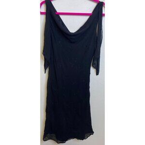 FIORI DI ZUCCA Y2K Dress Women Black Silk Fairy Romantic Cowl Neck Femme 8 Med